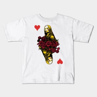 Queen Of Hearts Modern Classic Playing Card Kids T-Shirt